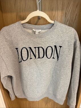 Topshop Grey Crewneck Sweater with Black "LONDON" Text